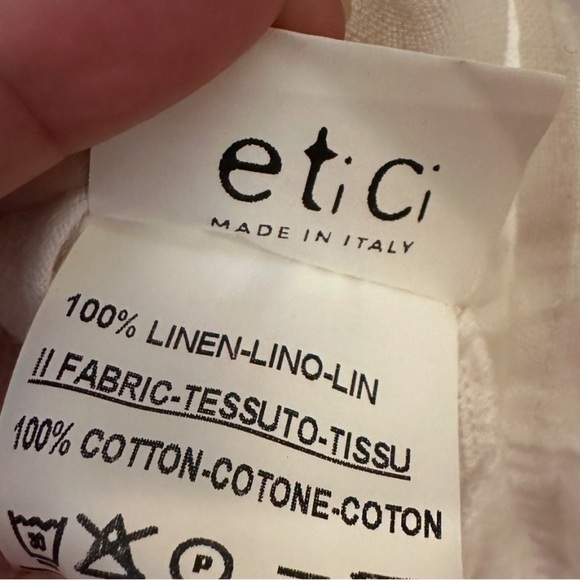 Etici Women’s White Linen Maxi Dress Cottagecore Button Front Made in Italy M/L - Picture 12 of 15